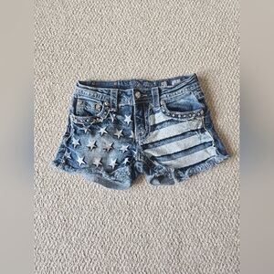 Rare Miss Me American Flag Shorts
